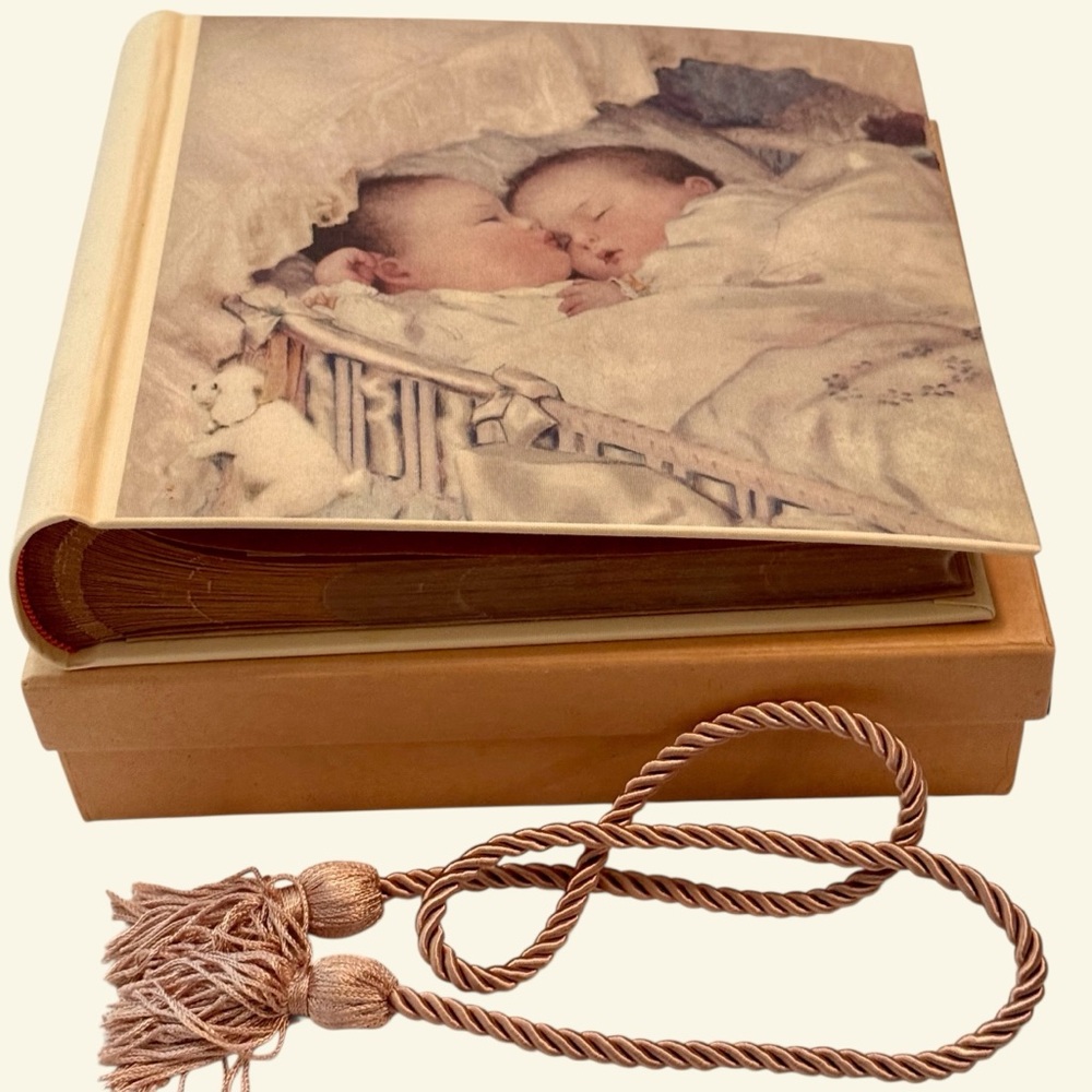 Vintage Look Twins New Photo Album with Tassel